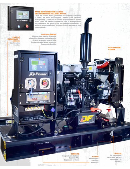 Grupo Electrógeno Diesel Monofásico ITCPOWER 35 Kw DG35KEm